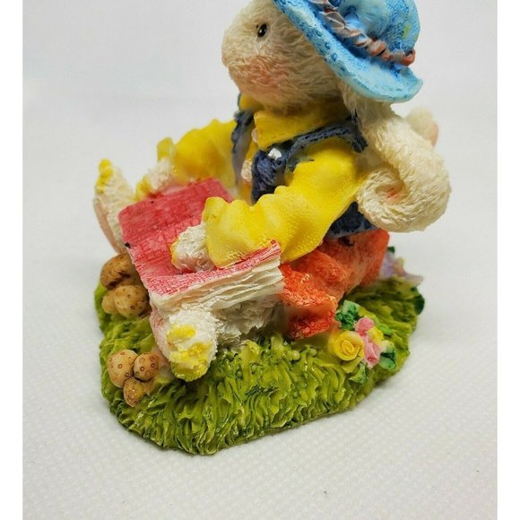 Bunny Sitting On Grass With Pink Book Ceramic/Porcelain Shelf Sitter Home Décor - Picture 7 of 12